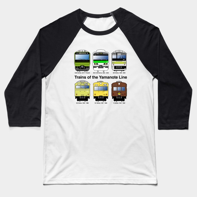 Trains of the Yamanote Line Baseball T-Shirt by conform